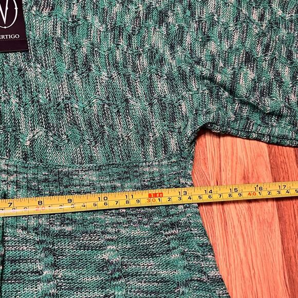 Vertigo Paris boho knit sweater dress M green marled V-neck batwing drawstring - Picture 14 of 16